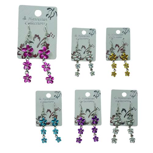 HAWAIIAN Plumeria Flower Dangle Hook  Earrings.