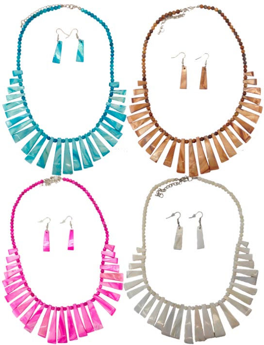 Stick Shell Necklace & EARRING Set