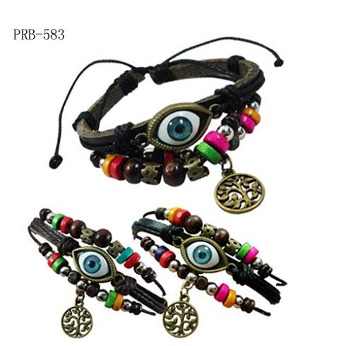 Lucky Eye Pendant LEATHER Bracelet