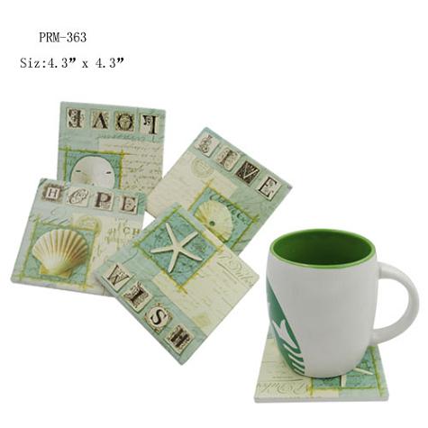 CERAMIC Anti Slip Seashell Printed Coaster