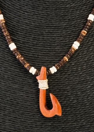 Wooden Fish Hook PENDANT Coco Necklace