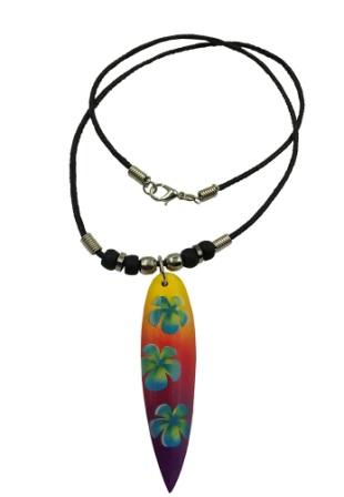 Air Brushed Flower Surf Board PENDANT Necklace