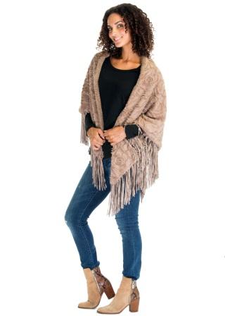 Rosy Brown Faux Fur Shawl