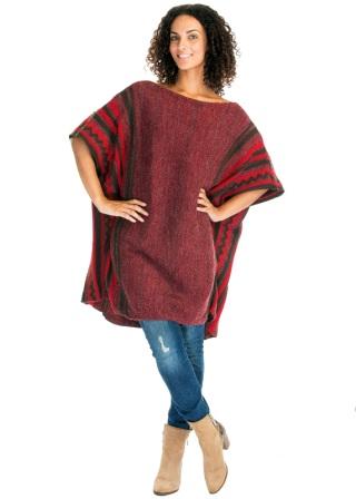 Burgundy Women's Warm SWEATER Poncho