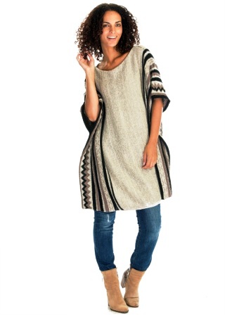 Beige Women's Warm Sweater PONCHO