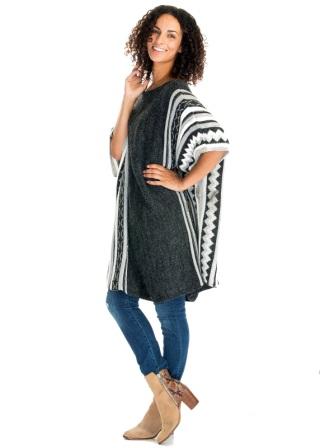 Black Women's Warm Sweater PONCHO