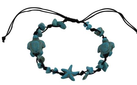 Turtle & Starfish Stone Pendant With Adjustable BRACELETs