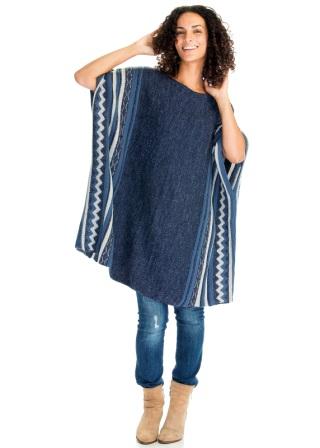 Blue Women's Warm Sweater PONCHO