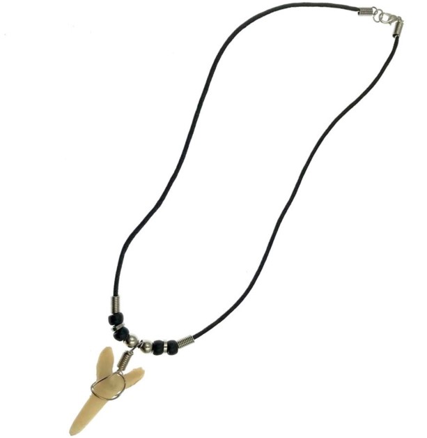 Faux Sharks Tooth BLACK Cord Necklace