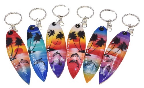 Dolphin Palm Tree Surf Board Key Chain-CALIFORNIA