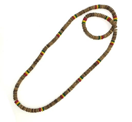 32 INCH RASTA Tiger  Coconut Necklace