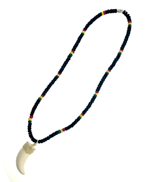 Shell Tusk Pendant With Rasta Coconut NECKLACE