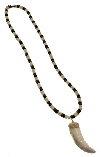 Black White Brown Coconut NECKLACE With Shell Horn Pendant