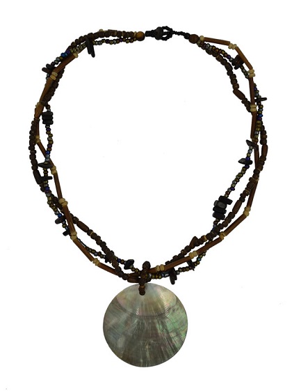 M.O.P Shell Pendant Chip Stone and  BAMBOO Necklace