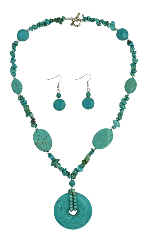 Turquoise Stone NECKLACE & Earring Set