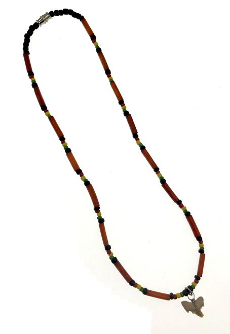 Rasta Coconut With Antic Shark's Tooth Pendant NECKLACE