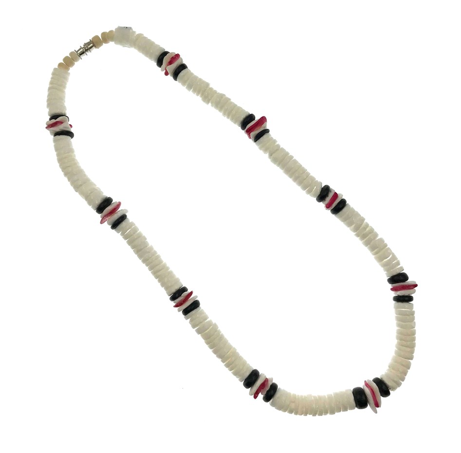 Clam Shell Necklace - RED & White