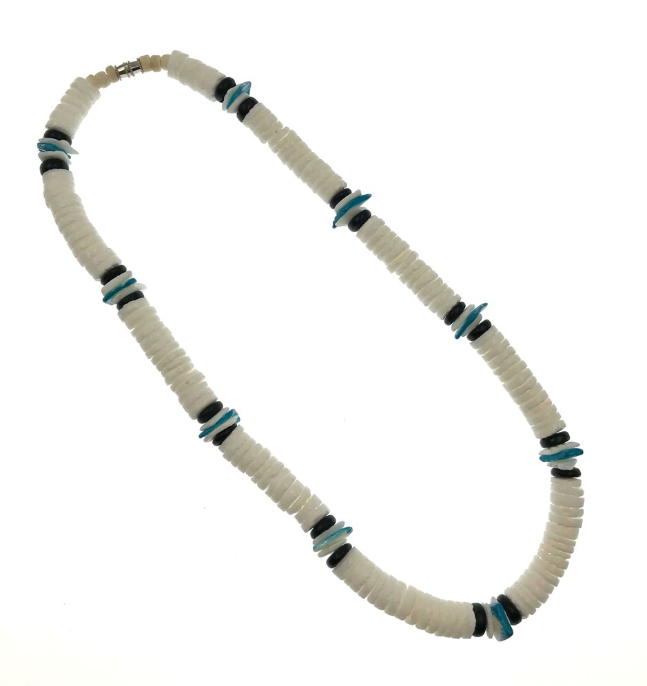 Clam Shell NECKLACE - Turquoise & White
