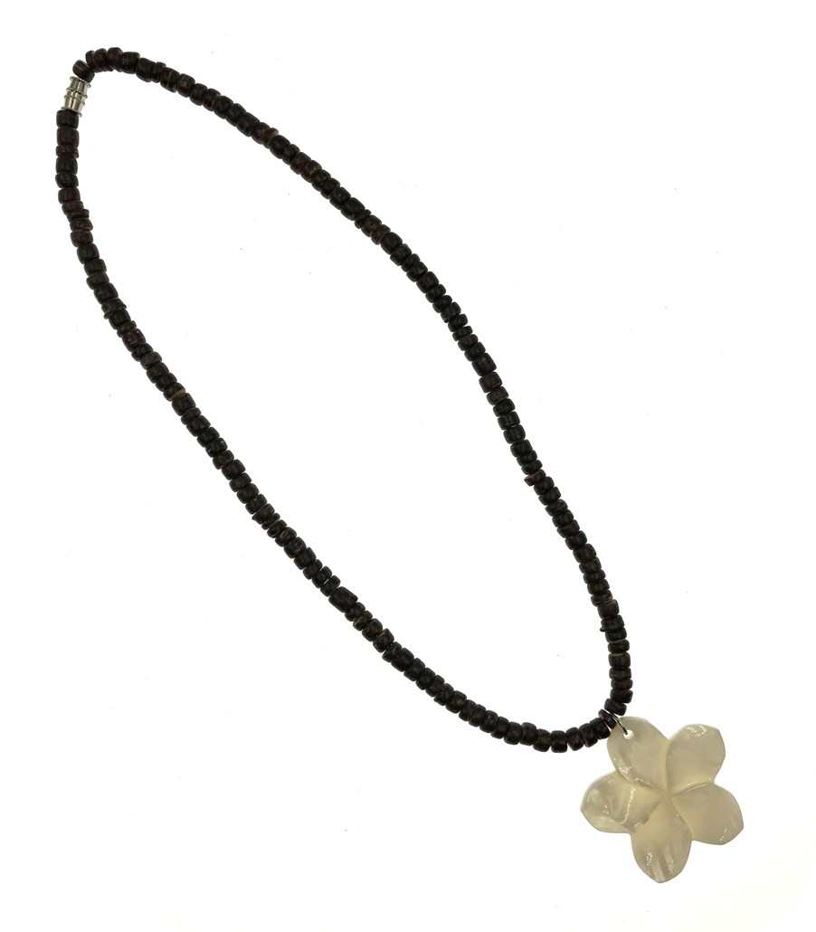 BROWN Coconut With MOP Shell Pendant Necklace