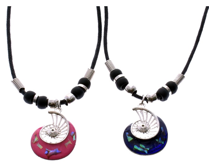 Paua Shell Sea Shell Pendant BLACK Cord Necklace