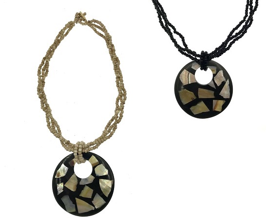 MOP Shell With RESIN Pendant Necklace