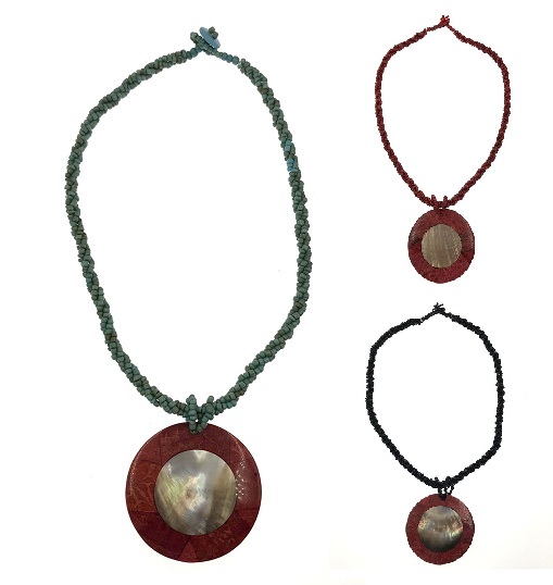 Red Coral With Shell Pendant NECKLACE