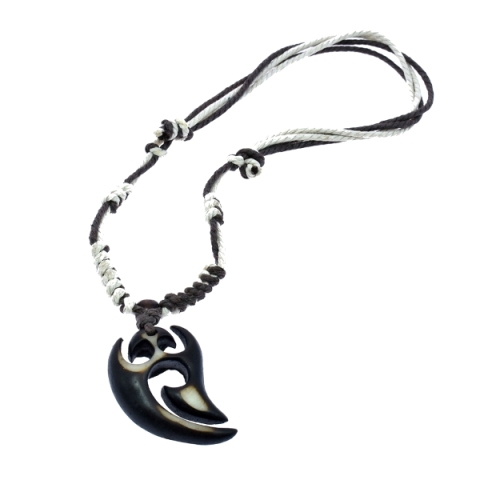 RESIN Tribal Pendant With Cord Necklace