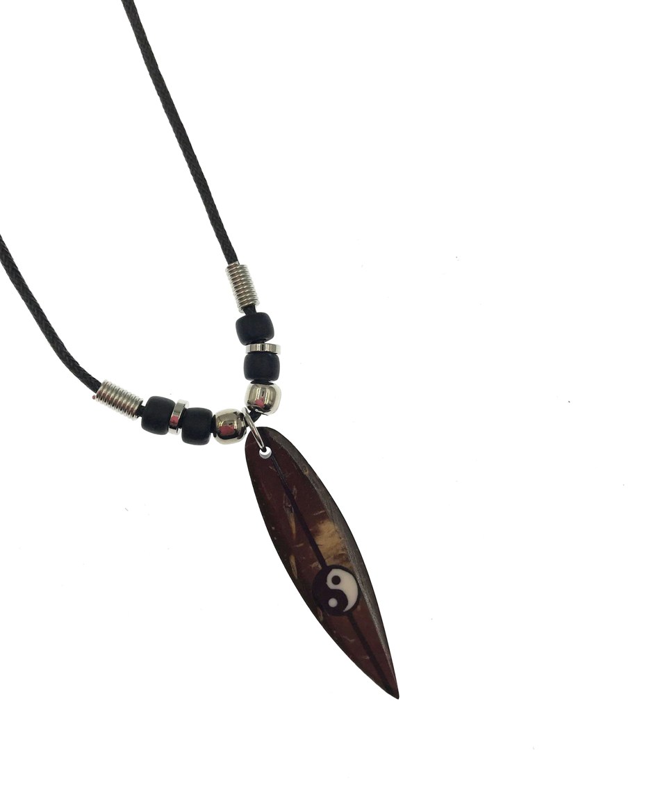 Surf with Yin Yang Pendant Black Cord NECKLACE