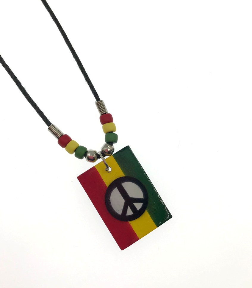 Rasta Peace Sign PENDANT Necklace