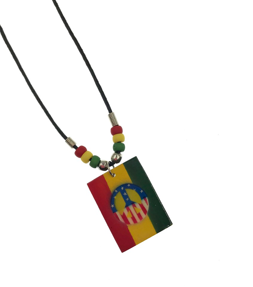 American Peace Sign Rasta Pendant NECKLACE