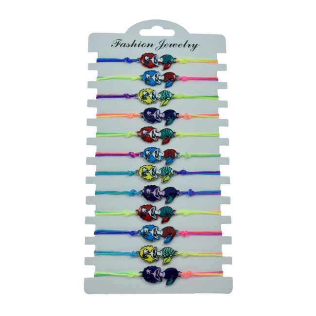 Mermaid Pendant Neon Wax Cord Bracelets