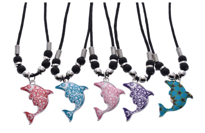 Atomic Dolphin BLACK Cord Necklaces