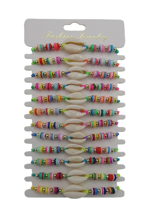 Multi Colored  Haishi Clay Beads Cowrie Shell Bracelets