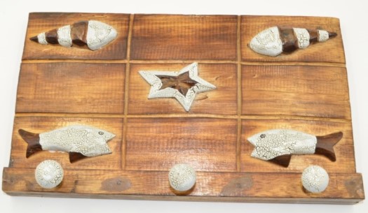 Star Fish Sea Shell With Tropical Fish Wooden COAT Hanger