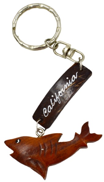 Coconut Shark With Wooden CALIFORNIA Key Chains
