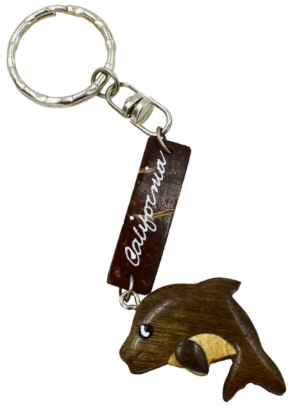 Coconut Dolphin With Wooden CALIFORNIA Key Chains