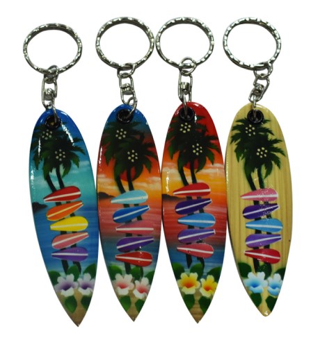 Surf Board Key Chain With Destination SIGNs