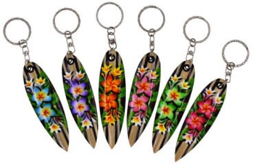 Flash Plumeria Flower Surf Board Key Chains
