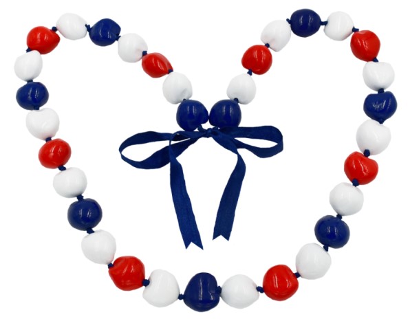 RED White Blue Solid Color Kukui Nut Lei/Necklace