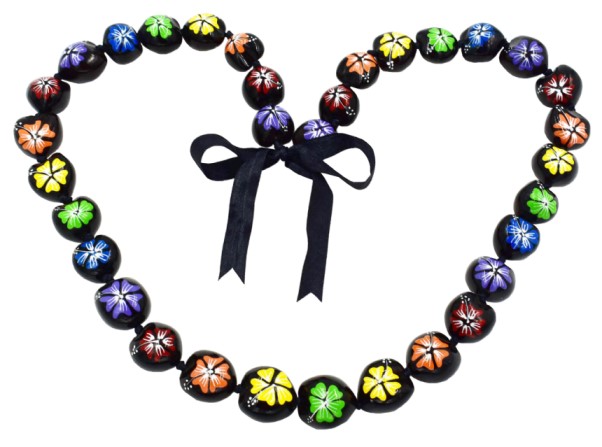Full RAINBOW Hibiscus Kukui Nut Lei/Necklace