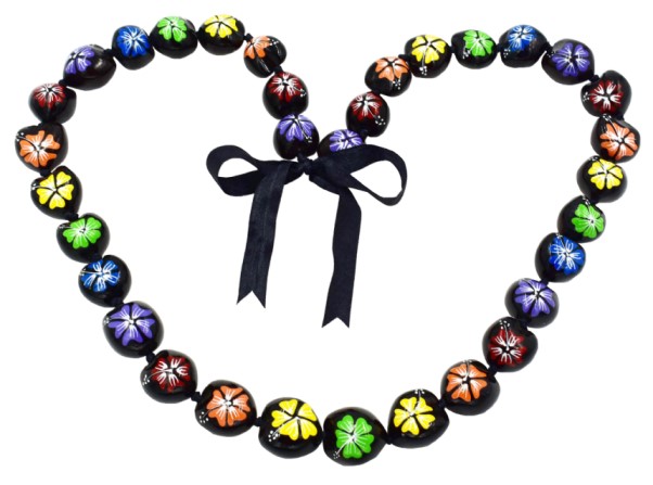 Full Rainbow Hibiscus Kukui Nut Lei/NECKLACE