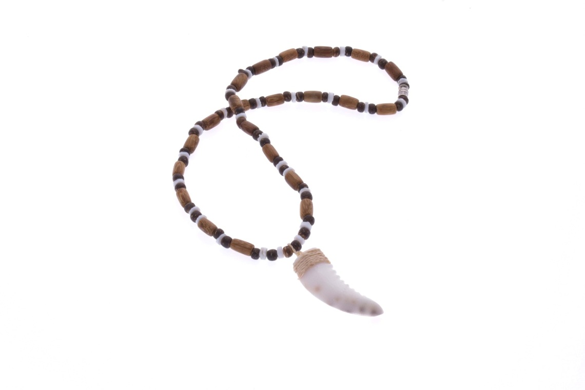 Coconut & Shell NECKLACE With Cowrie Shell Horn Pendant