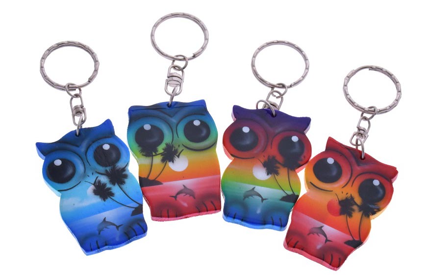 OWL Key Chain with Palm Tree and Dolphin Desgins