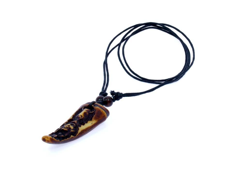 Indian Man & Cow Resin Horn Pendant NECKLACE