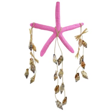 Pink Star Fish WIND CHIME With Sea Shells