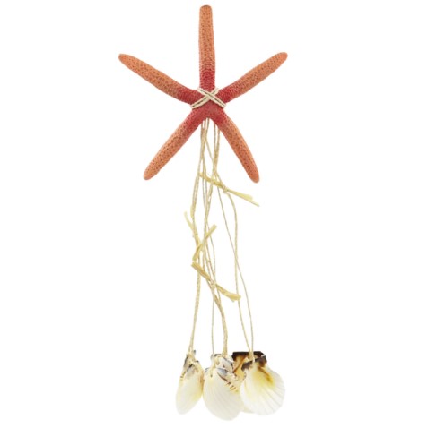 Orange Star Fish WIND CHIME With Sea Shells