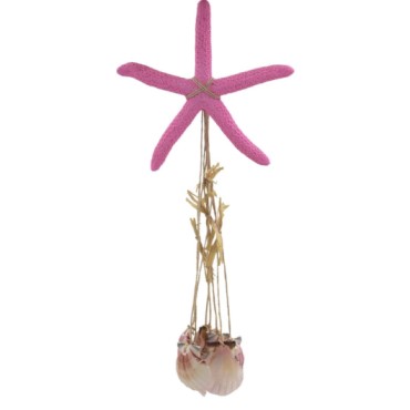 Pink Star Fish WIND CHIME With Sea Shells