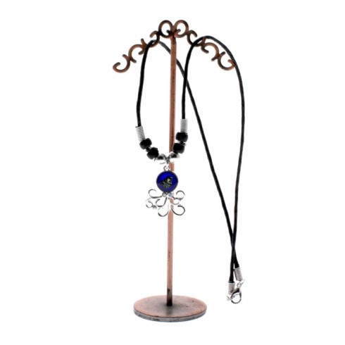 Octopus Pendant With BLACK Cord Necklace