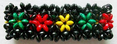 Black Rasta Color Coconut ELASTIC Bracelet.
