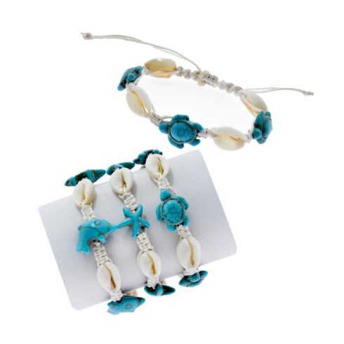 Sea Animals And Cowrie Shell Wax Cord Bracelets